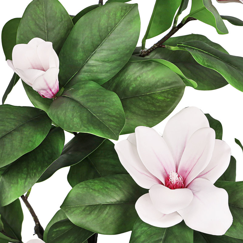 Magnolia artificiel en pot, Rose-blanc