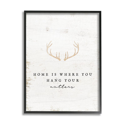 «Where You Hang Your Antler», encadré sur bois par Lil 'Rue, impression