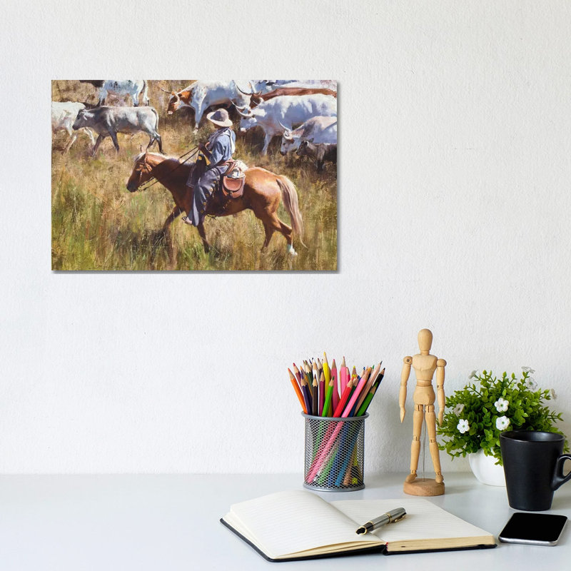 Casual Roundup 1 Piece Wrapped Canvas Painting, 20.32 cm H x 30.48 cm W