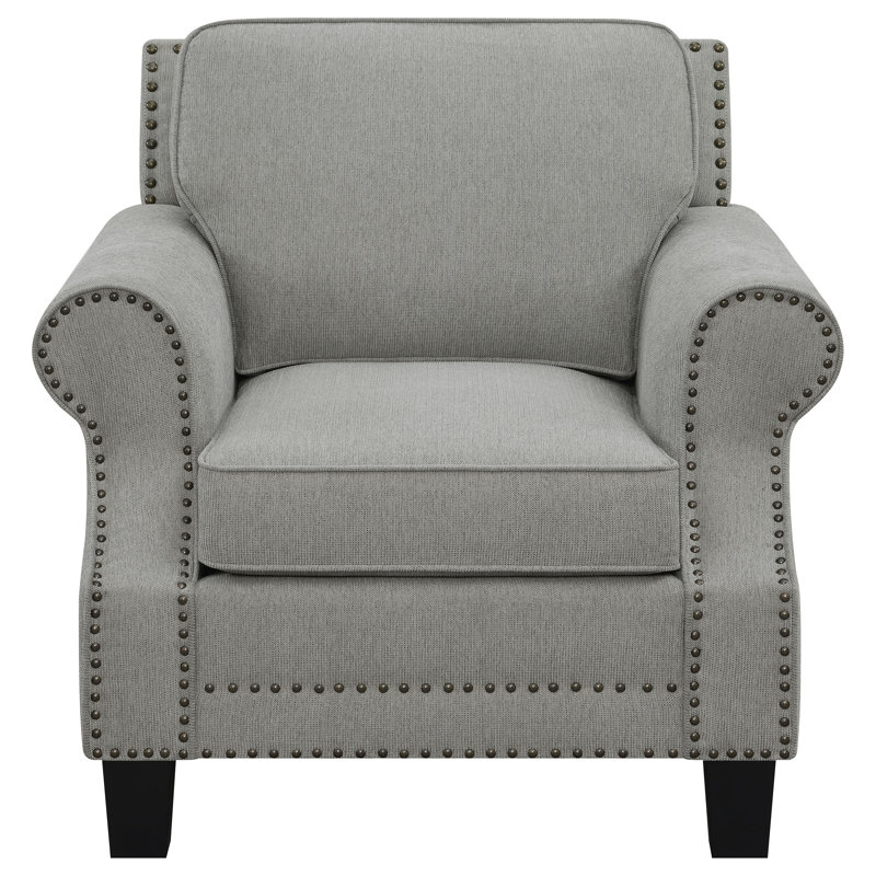 Chaise Marlon Grey avec garniture cloutée