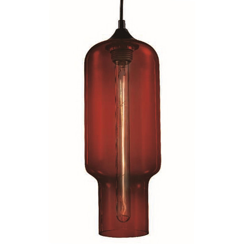 Modern 1 Light Red Glass Pendant, Red