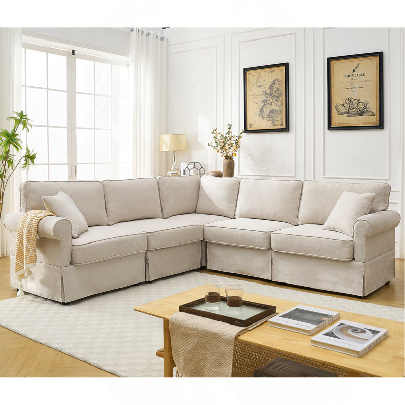 Modular Sectional Sofa Set, Beige