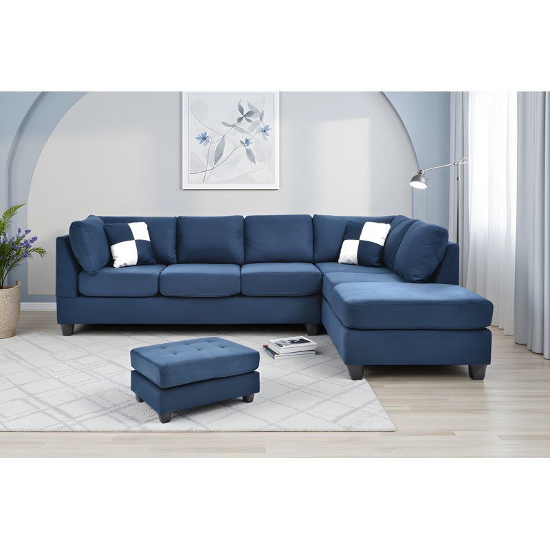 Canapé modulaire avec repose-pieds Radwa, Marine