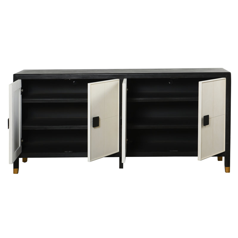 Buffet à quatre portes - noir satiné et blanc