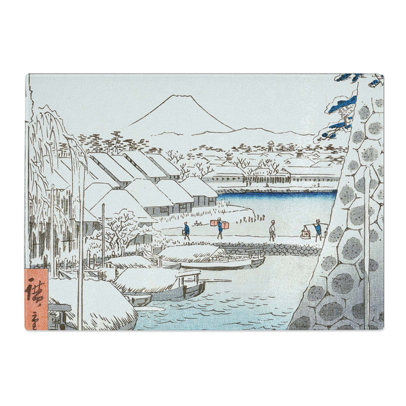 Tempered Glass Riverbank at Sukiya in Edo by Utagawa Hiroshige Chopping Board, 39 cm x 28.5 cm