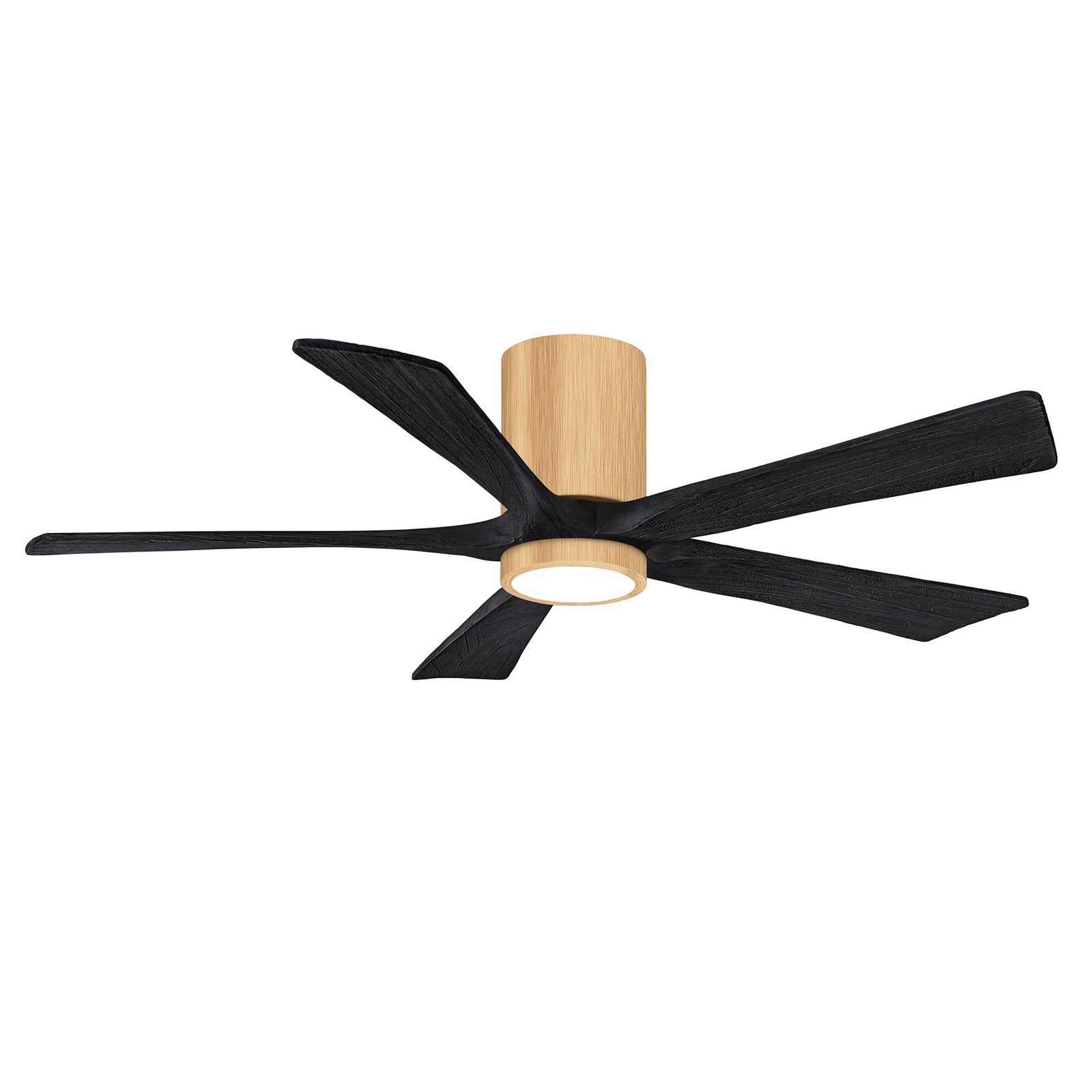 Irene 5 - Blade LED Ceiling Fan with Light Kit Included, Matte Black, Light Maple, 52"