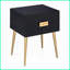 Table basse compacte noire et dorée avec 2 tiroirs - Rangement peu encombrant pour les petites pièces-577646872