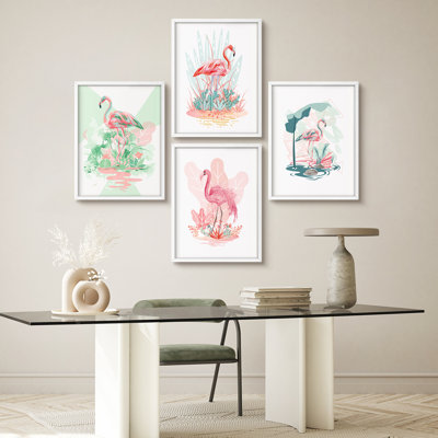 Art tropical, flamant rose tropical