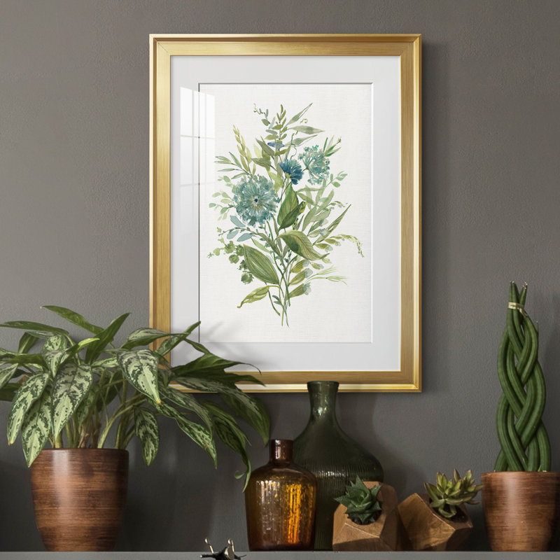 Greenery II - Peinture sur toile encadrée, H 18,5 po x l 24,5 po x P 1,5 po, Or