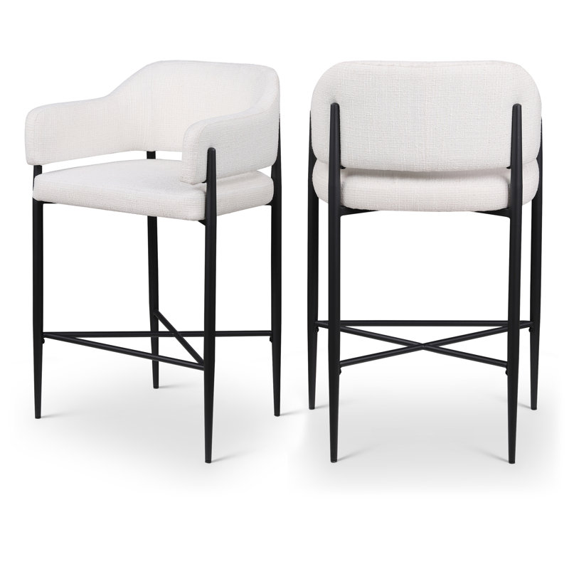 Sylas Fabric Counter Stool, Cream Polyester Fabric
