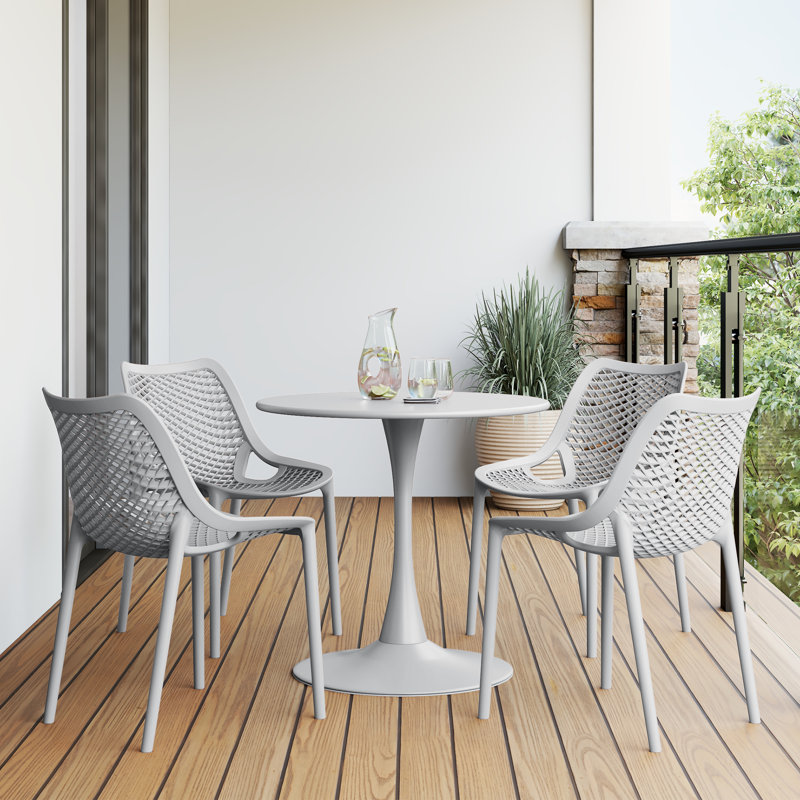 Ensemble repas extérieur pour 4 personnes, H 29 po x l 31,5 po x P 31,5 po, Gris, 4