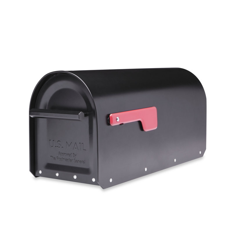 Large Black Powder Coated Steel Post Mount Mailbox