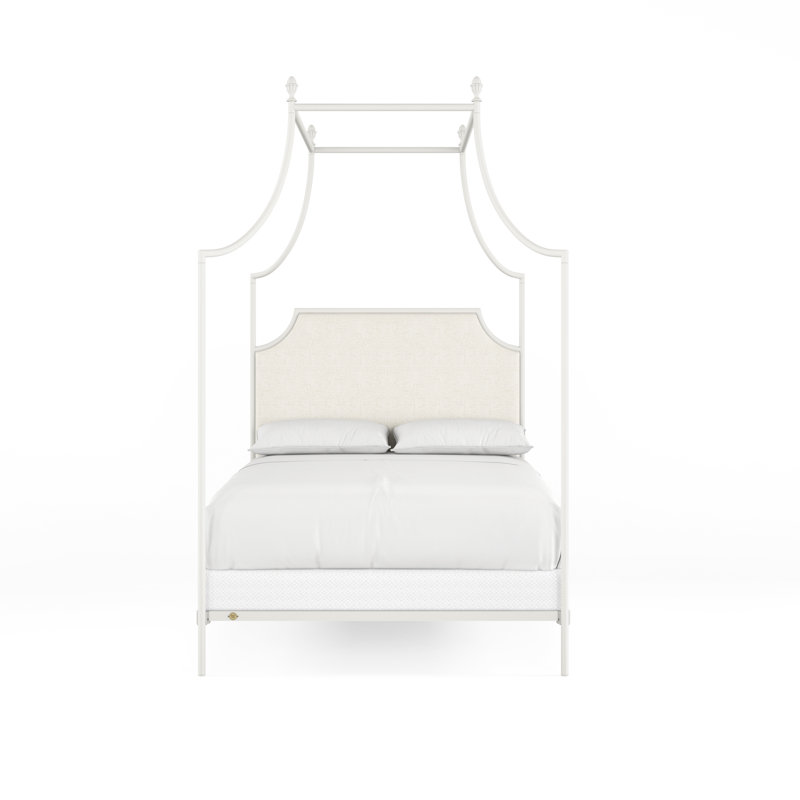 337 Flying Arch Canopy Bed | Complete Canopy, Queen, Matte White/White