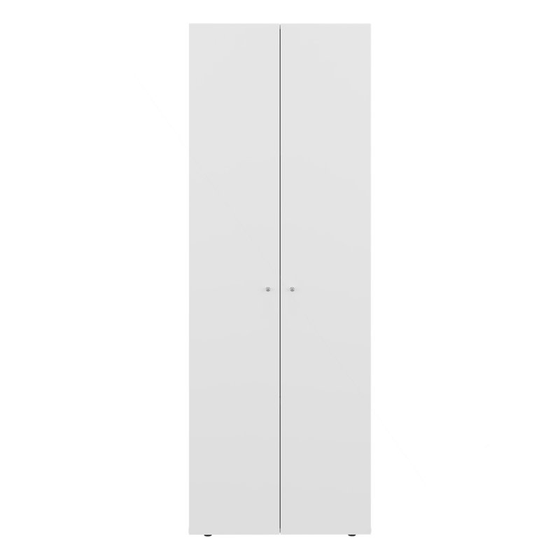 Home 2 Door Closet System, Four Fixed Shelves, Compact Wardrobe For Bedroom Organization, Laundry Room Organization, Utility Room Organization, Freestanding Storage Furniture, White