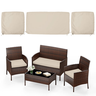 3-Piece Outdoor  Cushion  Covers Set(1 Big Cover+2 Small Covers), Covers Only