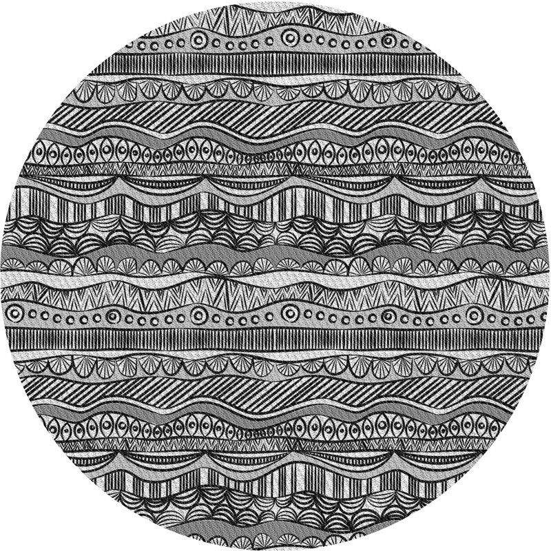 Tapis abstrait noir, Rond 8 pi