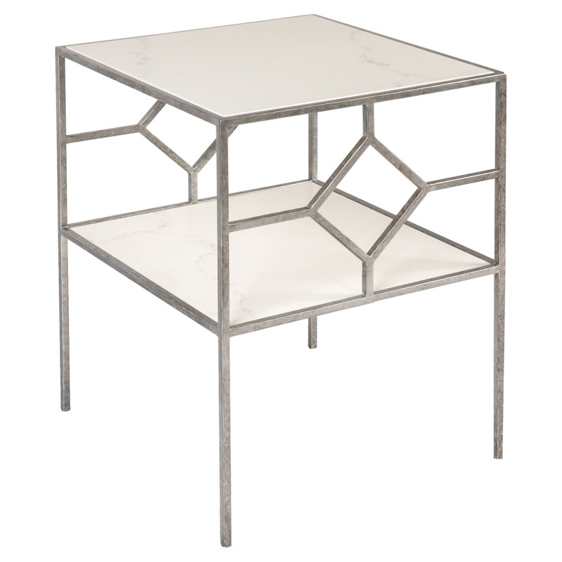 Birmingham End Table with Storage, Royal Silver