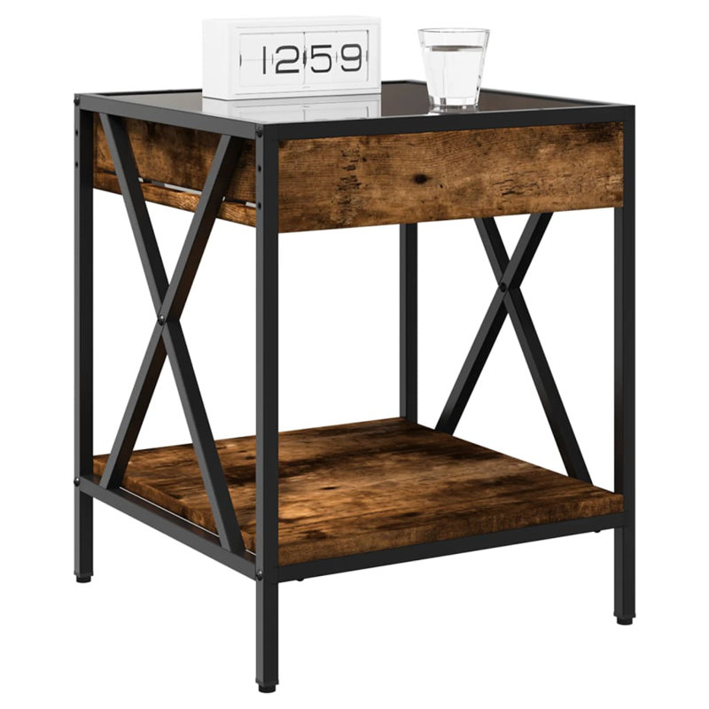 40cm W Bedside Table, Smoked oak