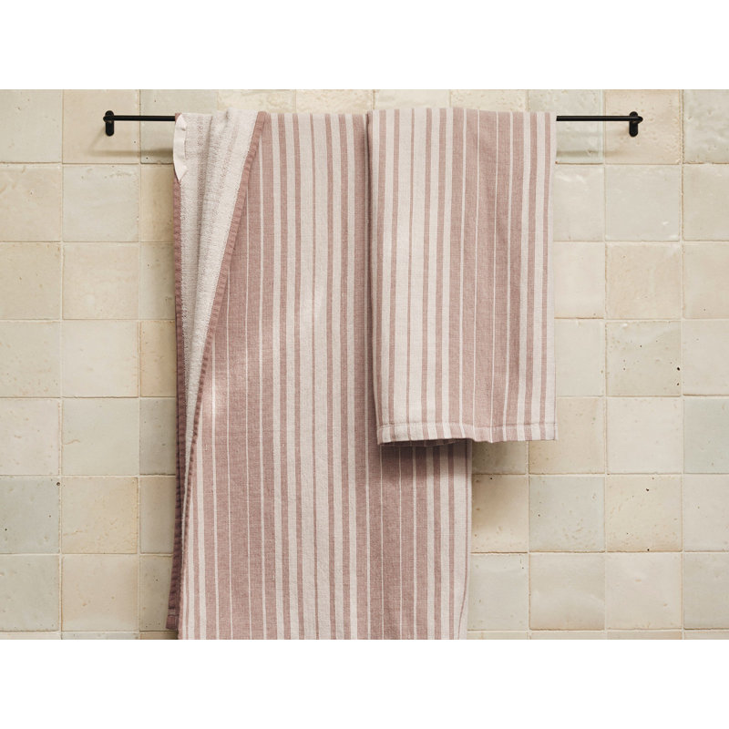 Sycamore Organic Cotton Linen Hand Towel 20"X30" Flax W/Gulf, Flax w/Praline