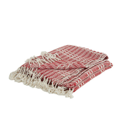 Jeté 100% coton tissé rouge