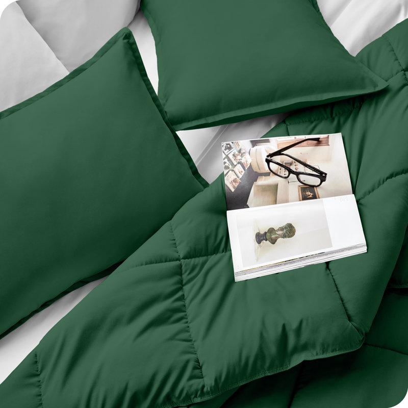 Traditional Box Stitch Comforter, Forest Green