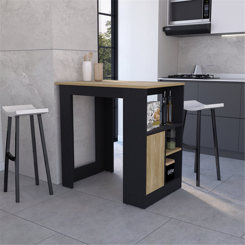 Îlot de cuisine polyvalent et durable pour une cuisson élégante et efficace, Noir/naturel