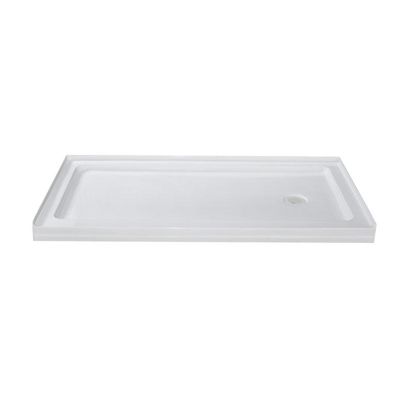 Langham 77.5" H Single Sliding Frameless Shower Door, Stainless Steel, Right