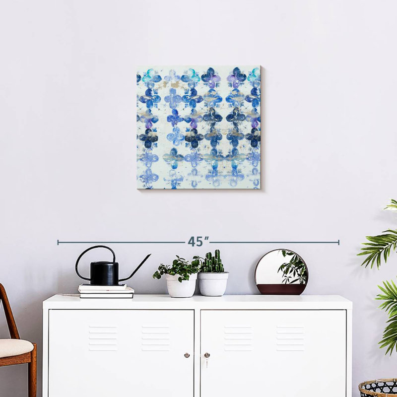 Blue Quatrefoil I, 20" H x 20" W