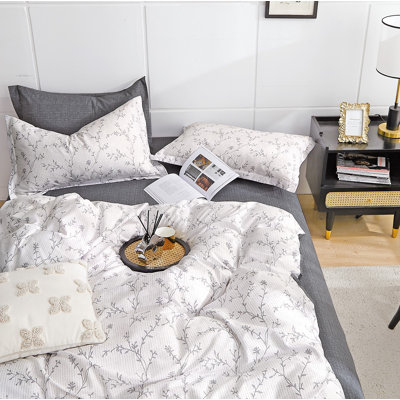 Cotton Box Stitch Floral Comforter Set