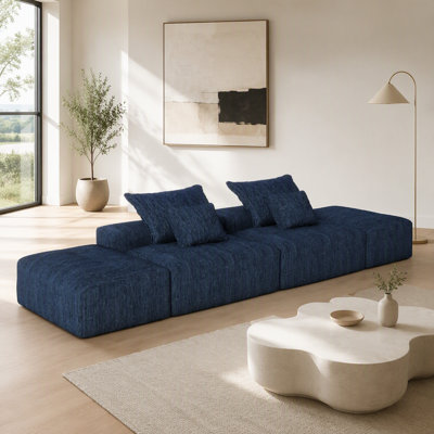 Canapé d'angle modulaire moderne surdimensionné avec poufs et plusieurs sièges, rembourrage moelleux, combinaison à faire soi-même, aucun assemblage requis