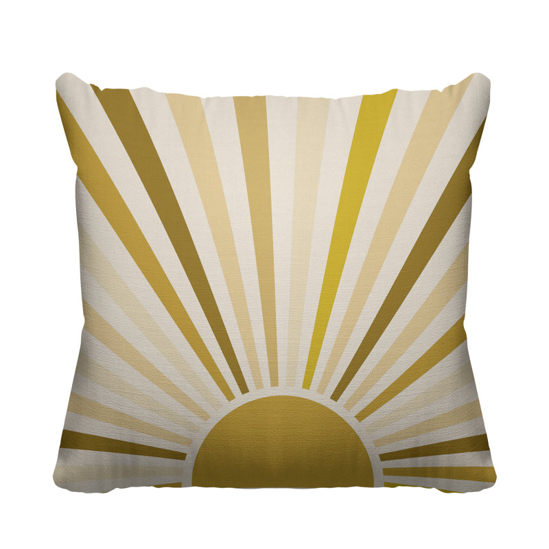 Coussin décoratif intérieur / extérieur Boho Sunburst, L 15 po x H 15 po, Jaune
