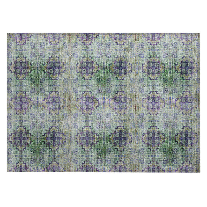 Cresley Washable Floral Indoor / Outdoor Rug, Rectangle 1'8" x 2'6"