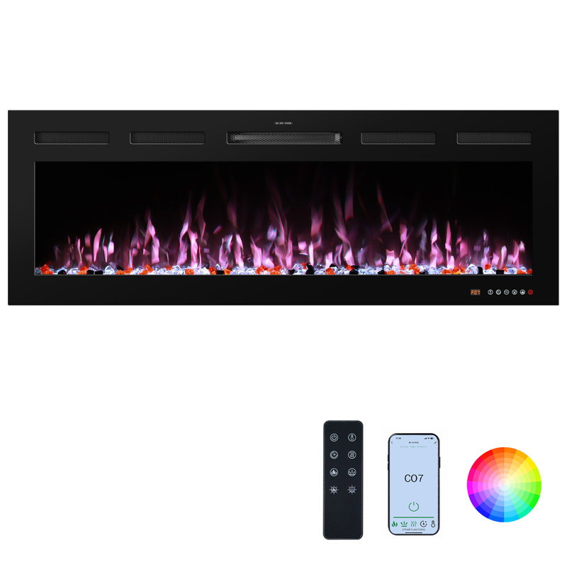 Abria Smart Electric Fireplace Inserts, 17.7" H x 60" W x 5.5" D
