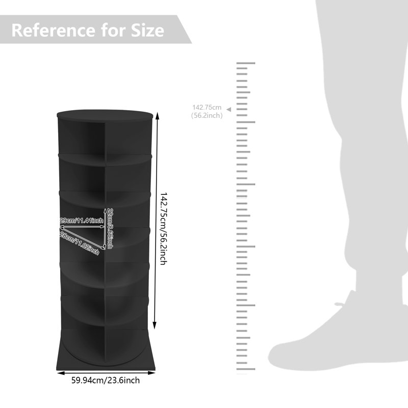 24 Pair  Rotating Shoe Rack, Black