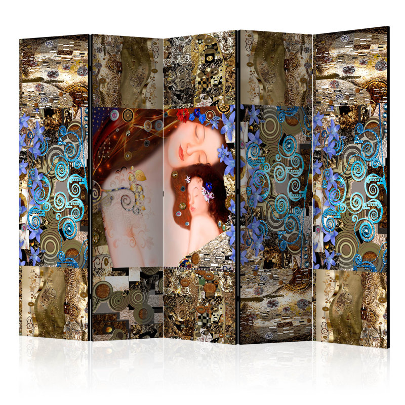 225cm W x 172cm H 5 - Panel Wood Folding Room Divider