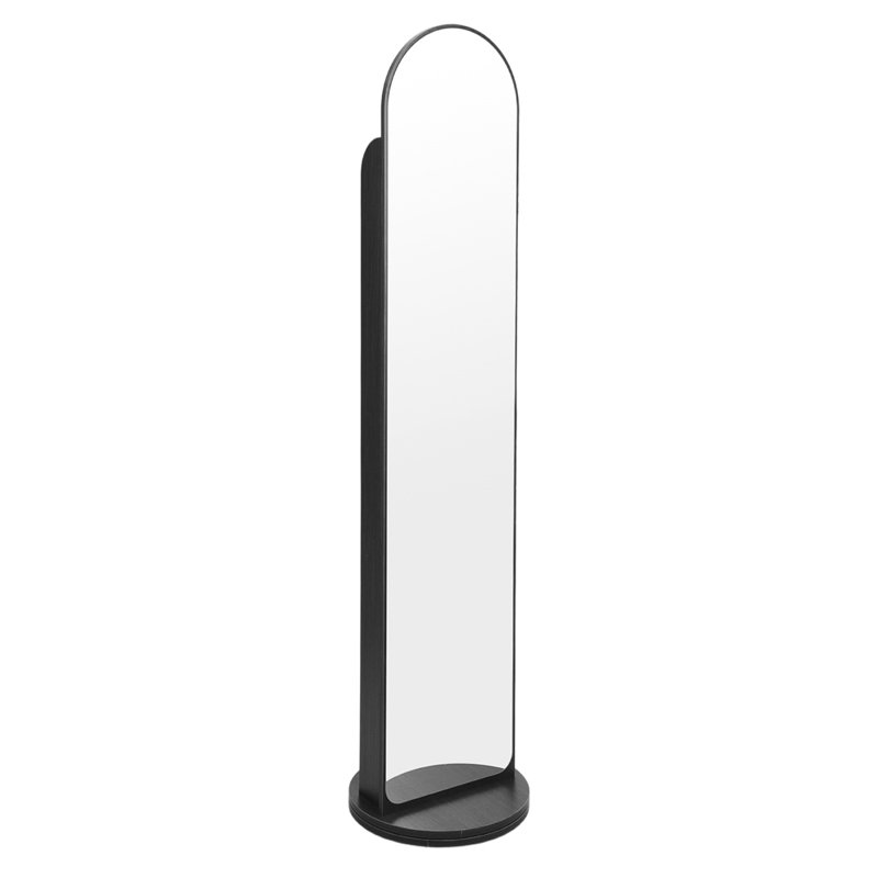Arch Floor Mirror with Shelves, Black
