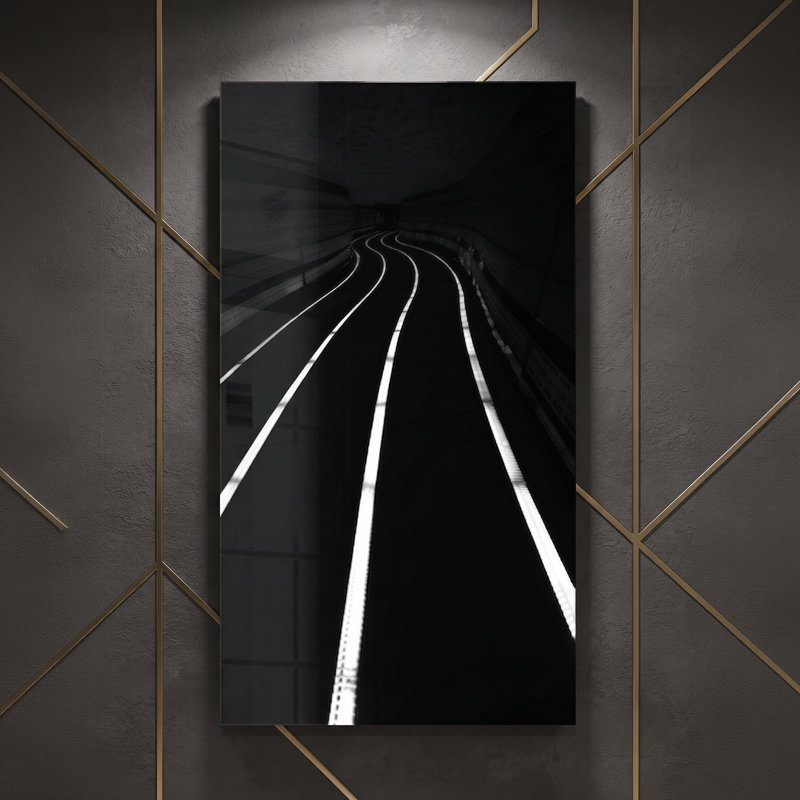 Infinite Horizon Neon Perspective Tempered Glass Wall Art