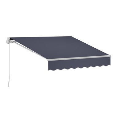 Auvent rétractable manuel, auvent rétractable d'extérieur de 8,2 pi x 6,6 po, abri de soleil en polyester résistant à l'eau pour fenêtre de porte de patio avec poignée à manivelle pour terrasse, balcon, cour, gris