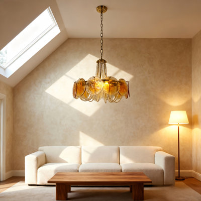 Vintage 8 - Light Dimmable Amber Empire Chandelier