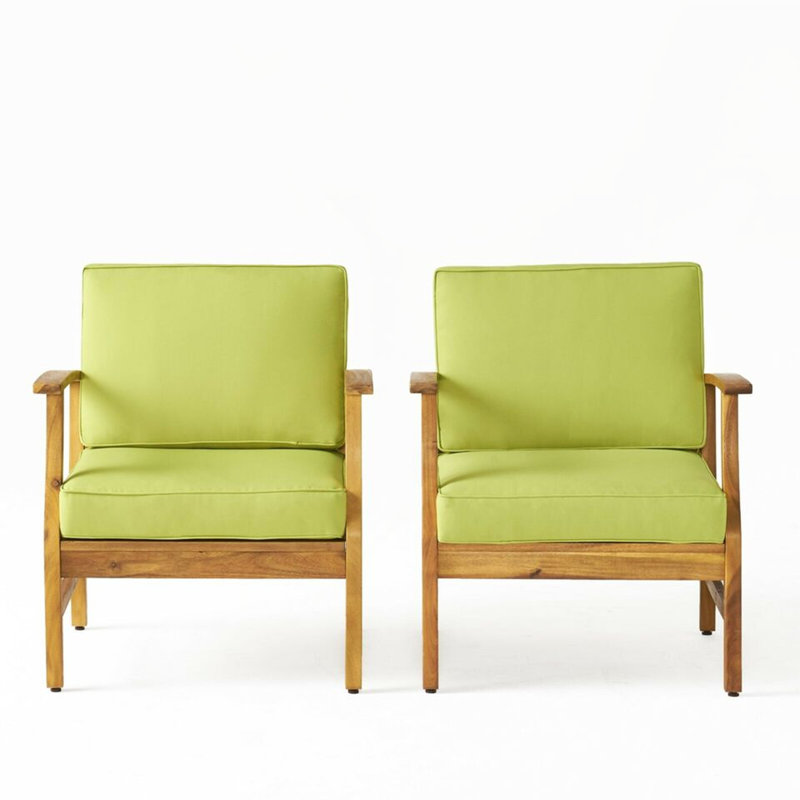 Ensemble de 2 chaises club, Naturel, Vert