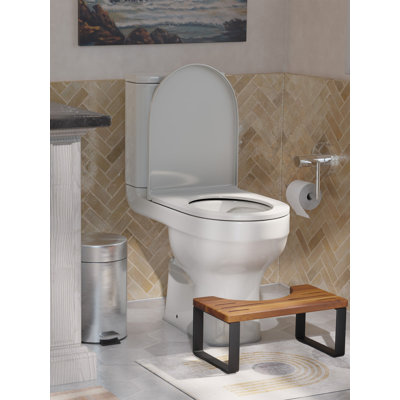 BLUEWEST Foldable Toilet Stool, 7 Inch Non-Slip Bathroom - Black Metal Legs