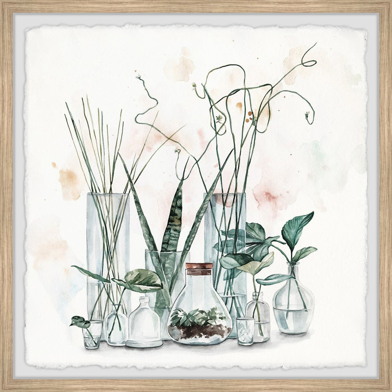 Clear Glass Plants II - Single Picture Frame Painting, 51cm H x 51cm W