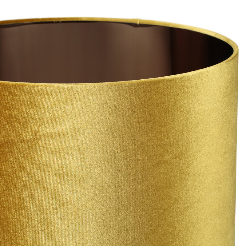 Aimon Velvet Drum ( Uno ), 20cm H x 30cm W x 30cm D, Mustard