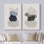 Mid-Century, formes géométriques pastel bleues et vertes, formes abstraites modernes sur toile, 2 pièces-92285120-92285121