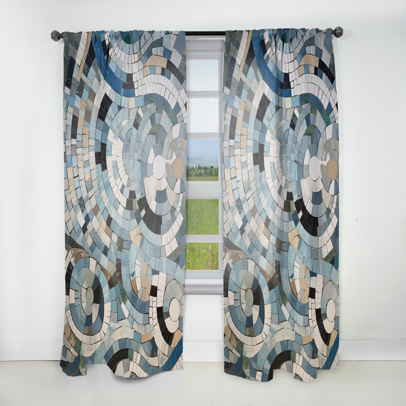 Rideau bohémien bleu et blanc Medley - rideau moderne - velours obscurcissant - 1 panneau, L 52 po x L 95 po
