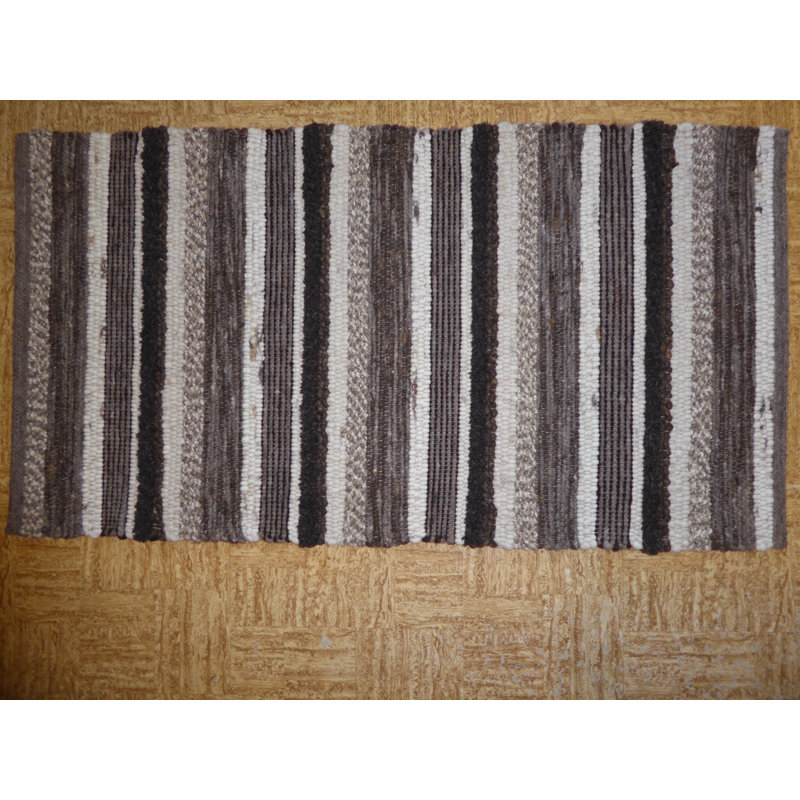 Kace Striped Wool Area Rug, Rectangular 70 x 140 cm