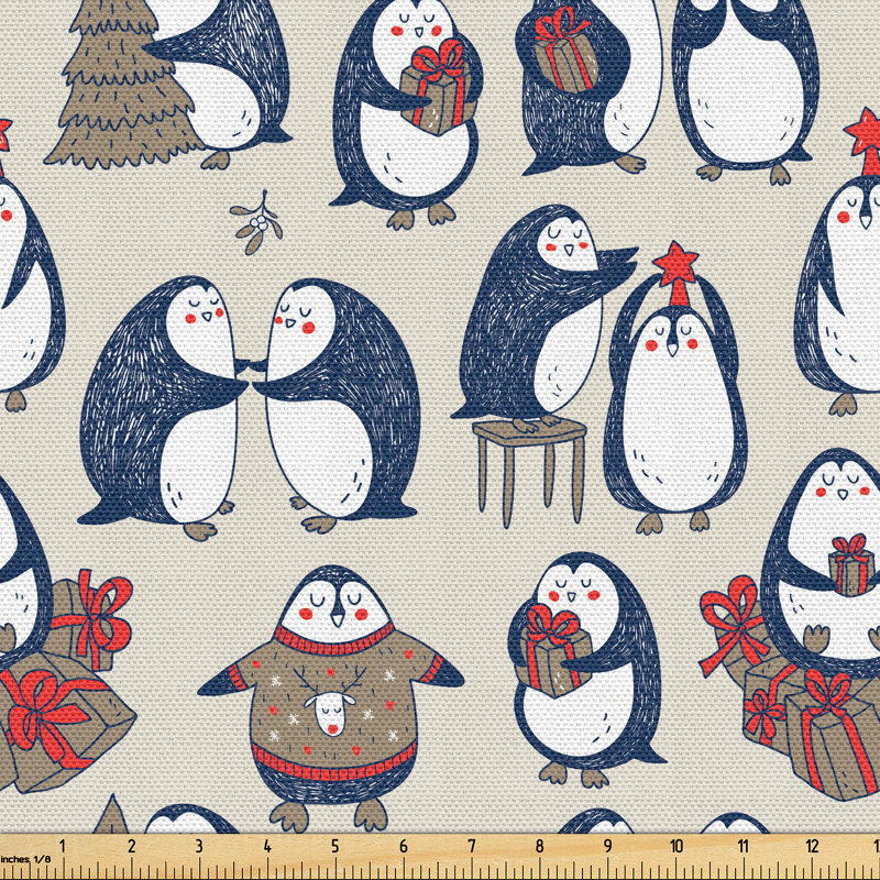 Aliaz Grunge Penguins Boxes Fabric