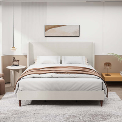 Chenille Cloth High Headboard Platform Bed