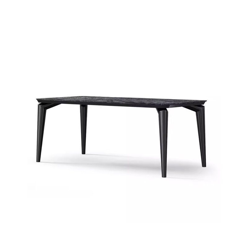 Modern Rectangular Glossy Sintered Stone Dining Table, 29.53"H x 54.33"L x 31.5"W