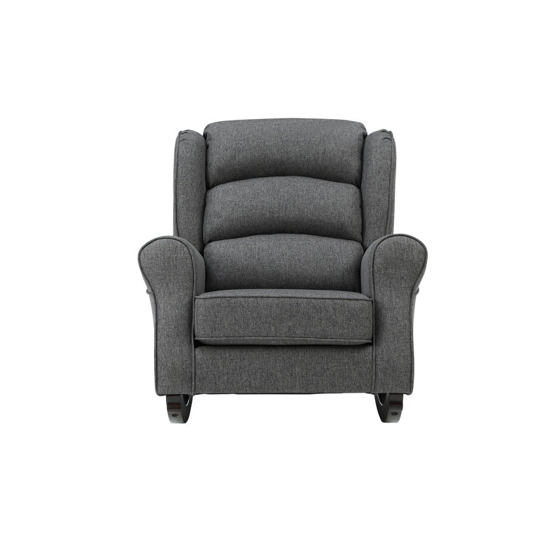 Chaise berçante grise avec accoudoirs évasés